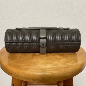 Tuscan Designs Dark Brown Wicker Jewelry Box Cylinder Rings Necklaces Bracelets